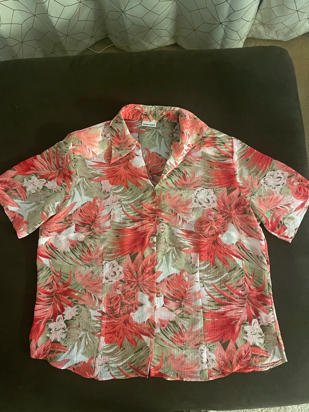 Gerry Weber Red Green Tropical Floral Button-Down Shirt